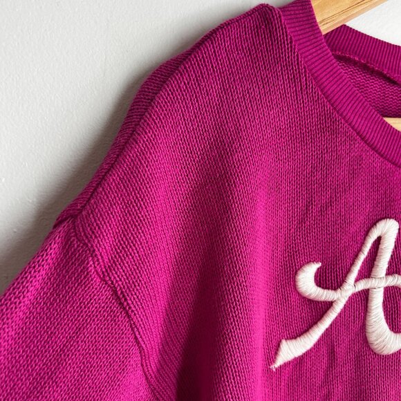 Wildfox Womens APRES SKIT Crew Neck Sweater SMALL in Festival Fuschia Cotton - Picture 3 of 9